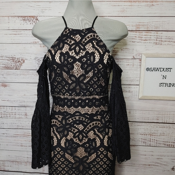 BARDOT Mila lace cold shoulder dress S - Picture 3 of 15